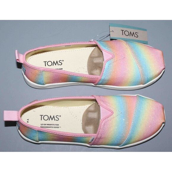 TOMS Alpargata Candy Pink Gradient Glitter Slip-On Shoes Youth Size 4 Womens 5.5 - Picture 6 of 8